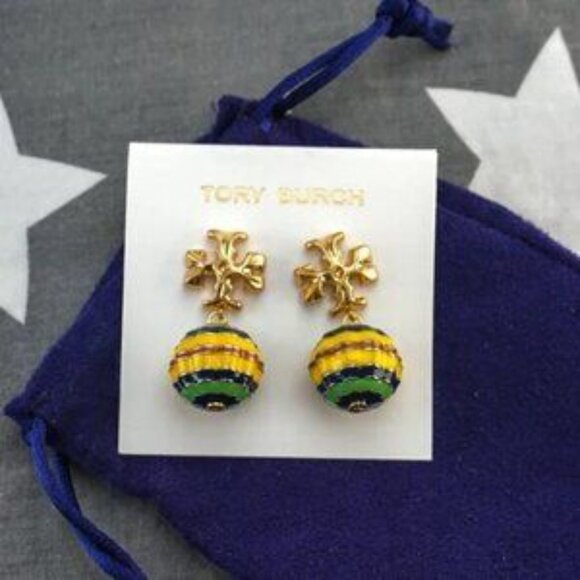 Tory Burch Roxanne Small Drop Earrings in Yellow Multi - Picture 5 of 5